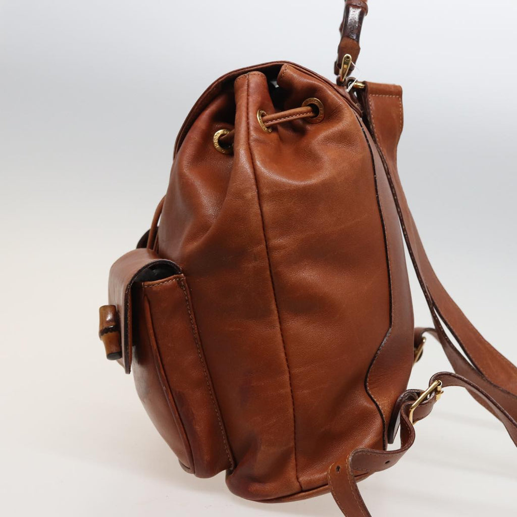 GUCCI Bamboo Backpack Leather Brown 003 2058 0016 76808
