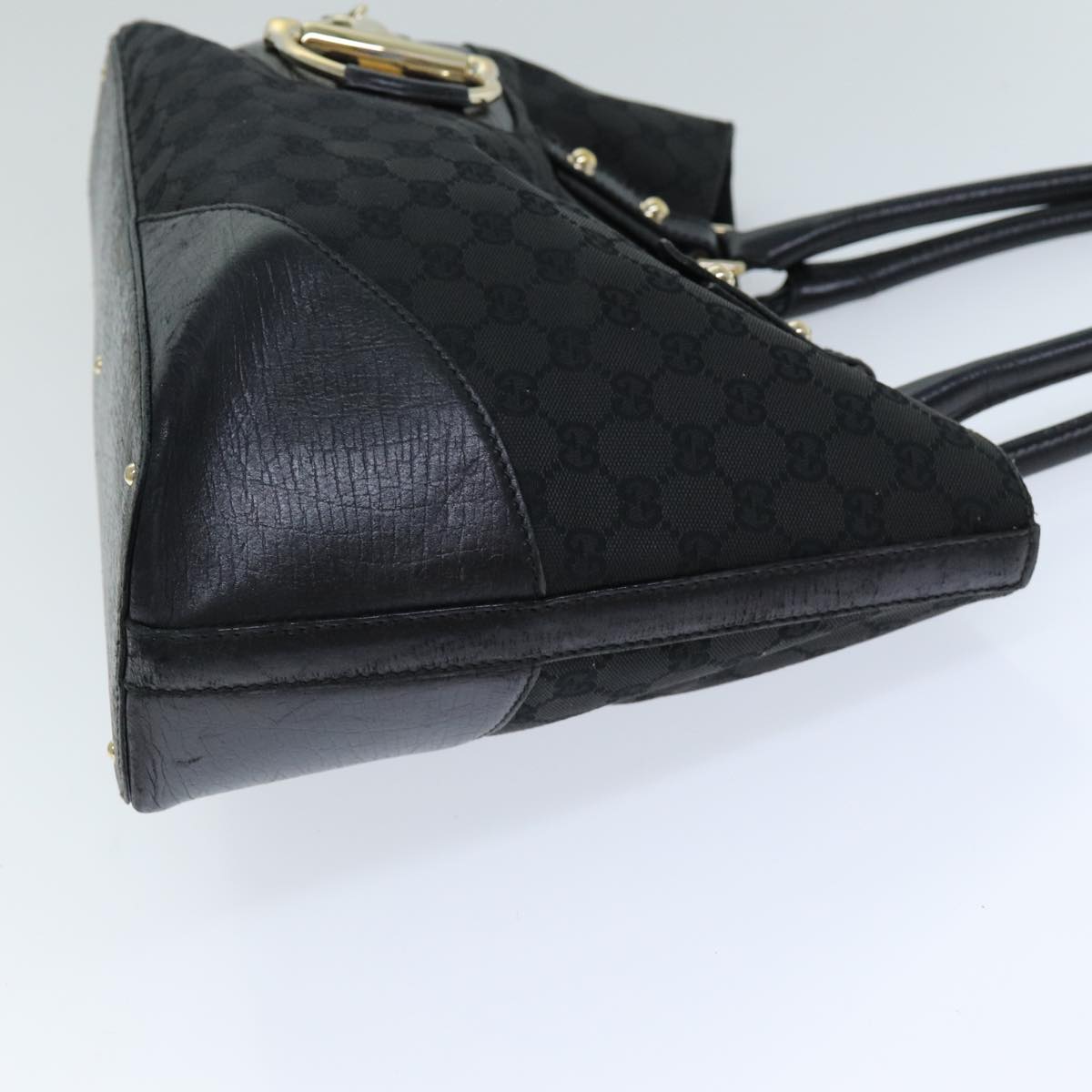 GUCCI Horsebit GG Canvas Hand Bag Black 137385 76810