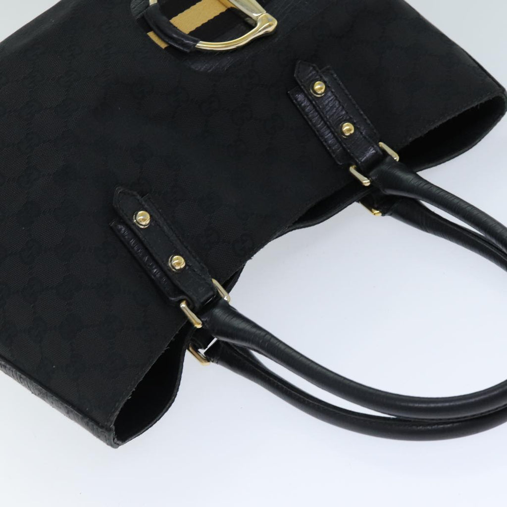 GUCCI Horsebit GG Canvas Hand Bag Black 137385 76810
