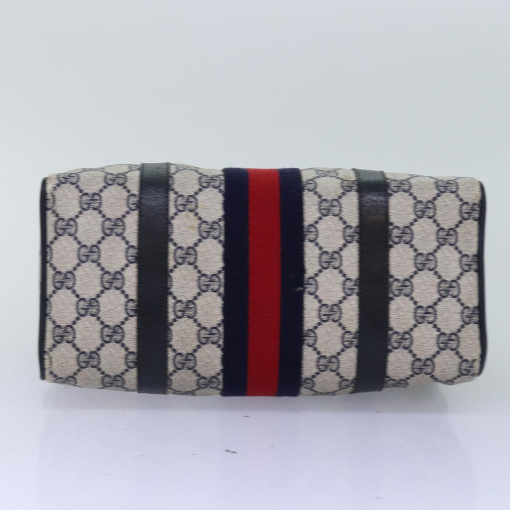 GUCCI GG Supreme Sherry Line Boston Bag PVC Navy Red 39 02 006 76811