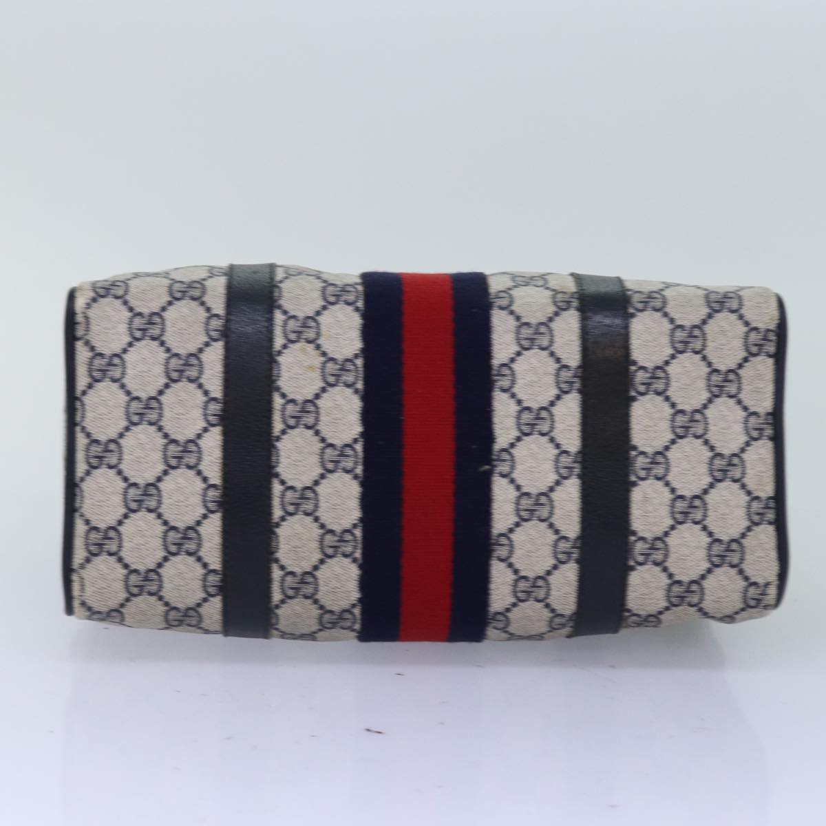 GUCCI GG Supreme Sherry Line Boston Bag PVC Navy Red 39 02 006 76811