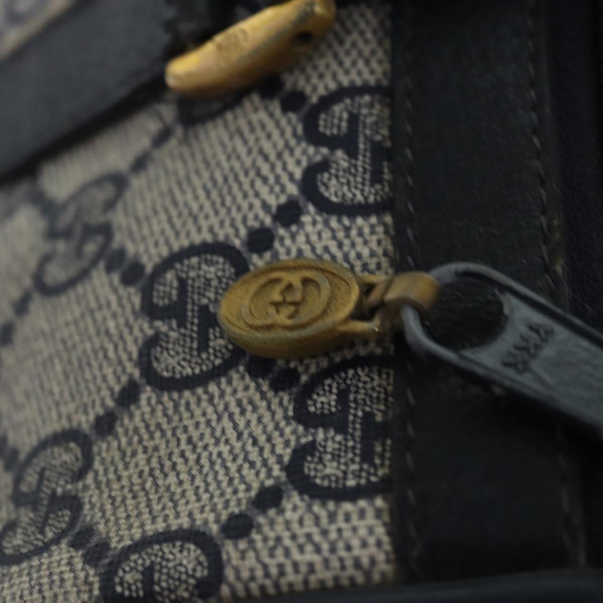 GUCCI GG Supreme Sherry Line Boston Bag PVC Navy Red 39 02 006 76811