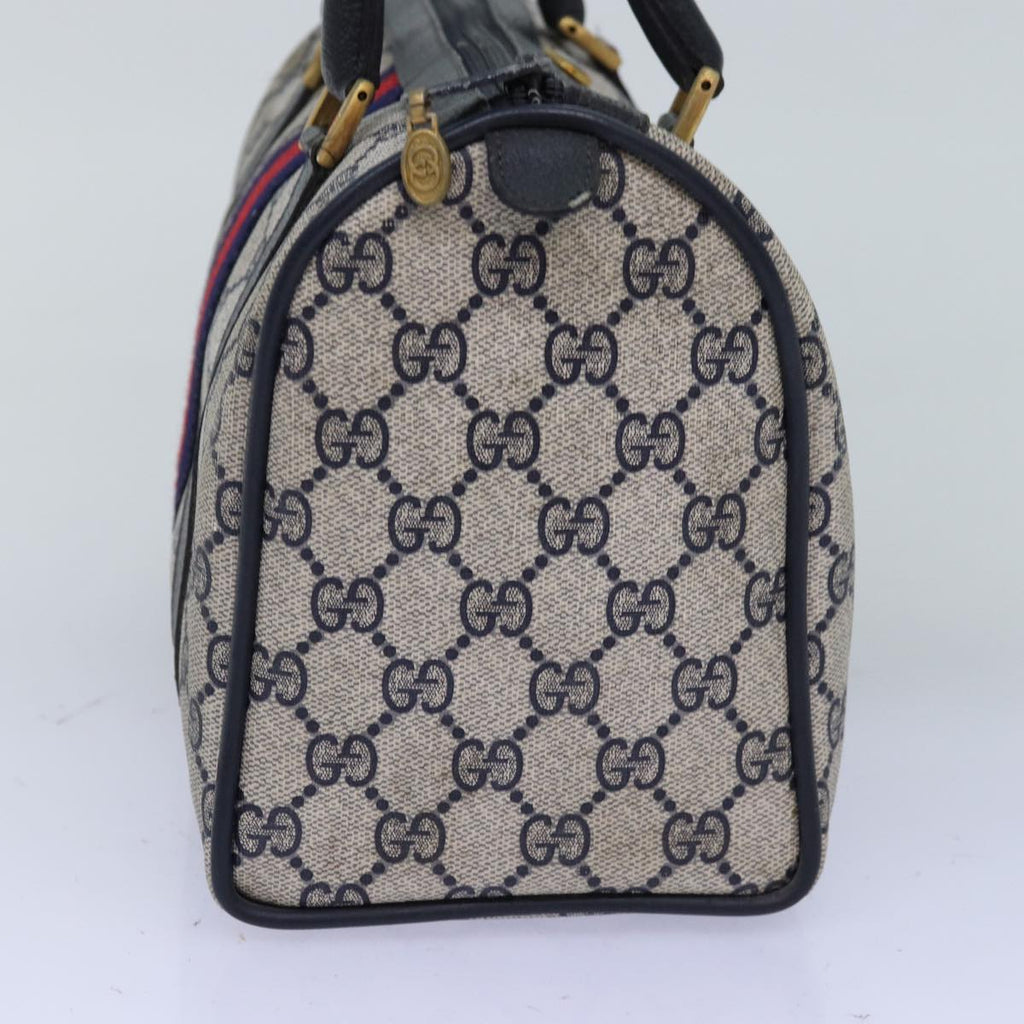 GUCCI GG Supreme Sherry Line Boston Bag PVC Navy Red 39 02 006 76811