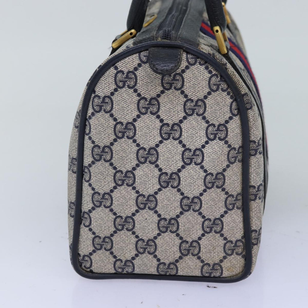 GUCCI GG Supreme Sherry Line Boston Bag PVC Navy Red 39 02 006 76811