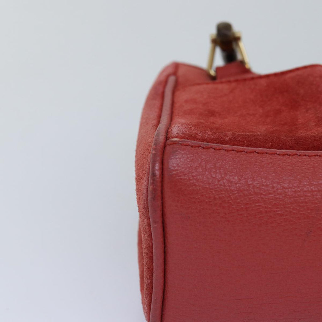 GUCCI Bamboo Hand Bag Suede 2way Red 007 123 0238 76831