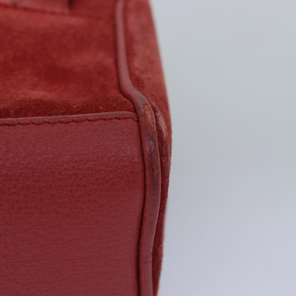 GUCCI Bamboo Hand Bag Suede 2way Red 007 123 0238 76831
