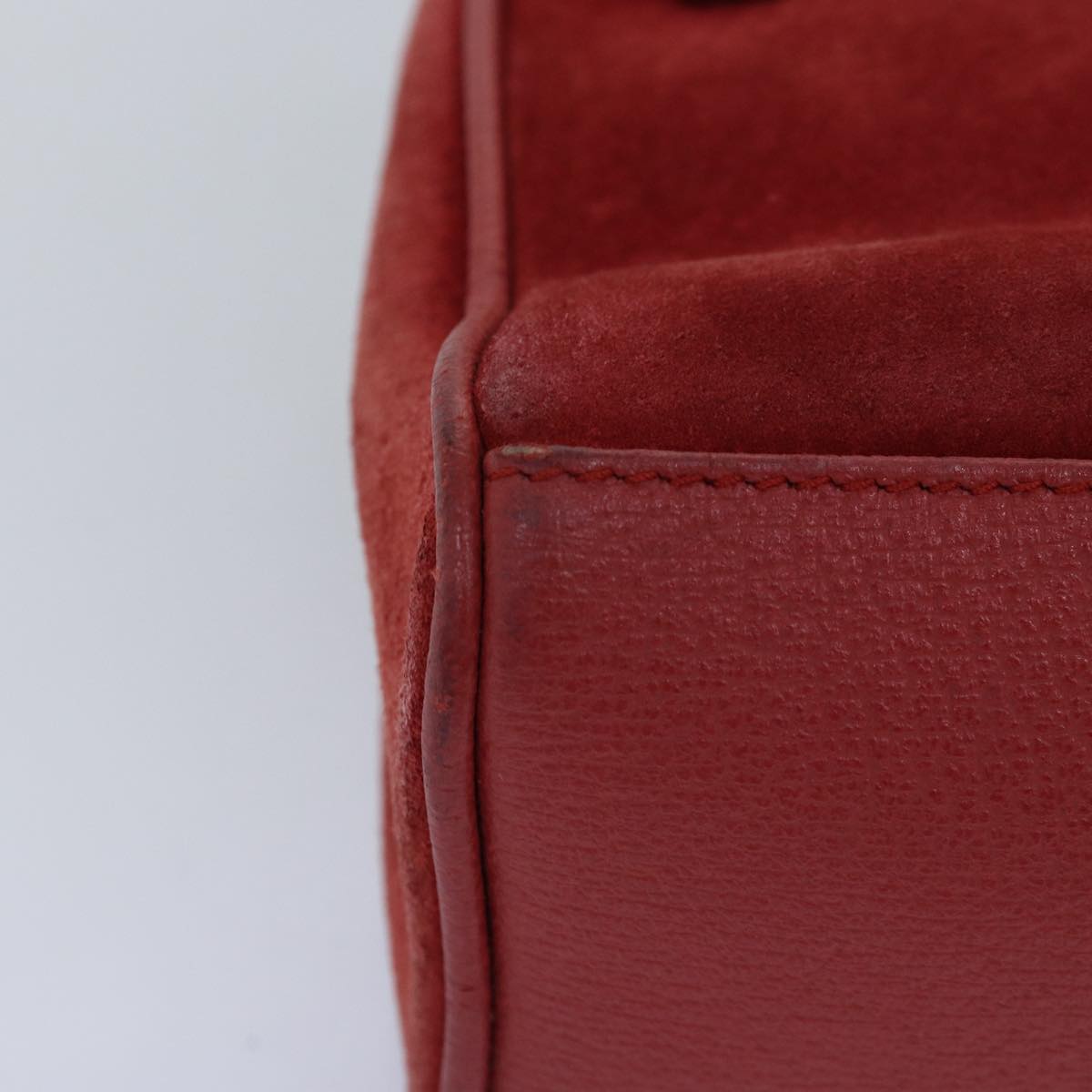 GUCCI Bamboo Hand Bag Suede 2way Red 007 123 0238 76831