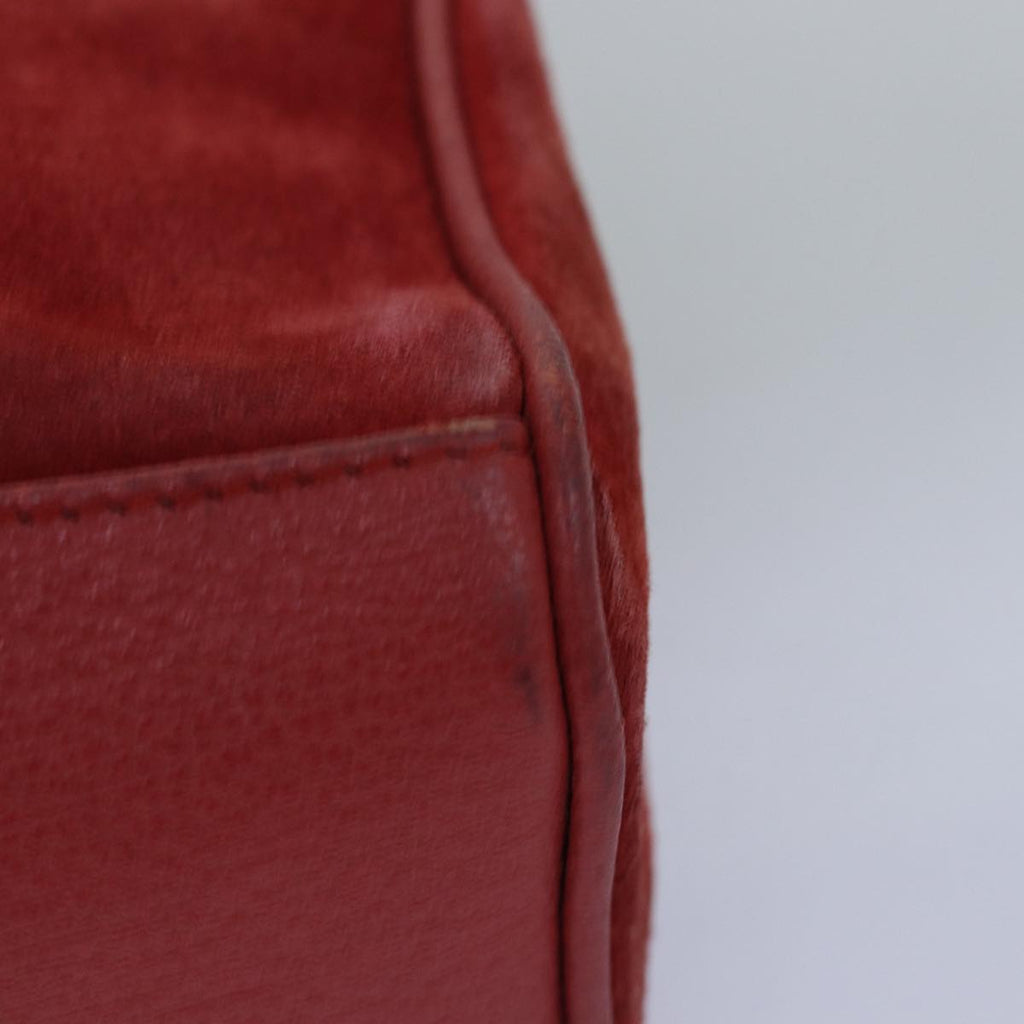 GUCCI Bamboo Hand Bag Suede 2way Red 007 123 0238 76831