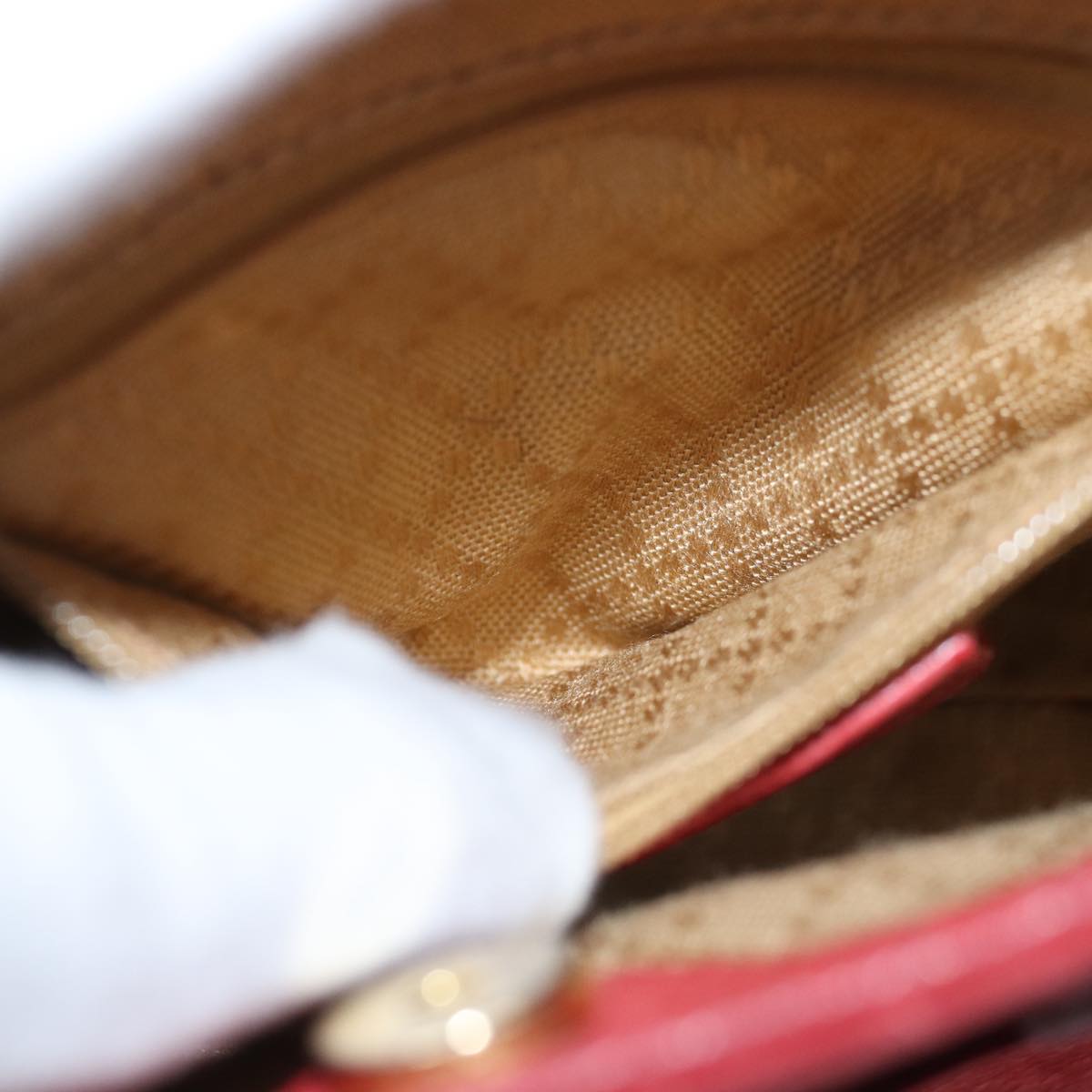 GUCCI Bamboo Hand Bag Suede 2way Red 007 123 0238 76831