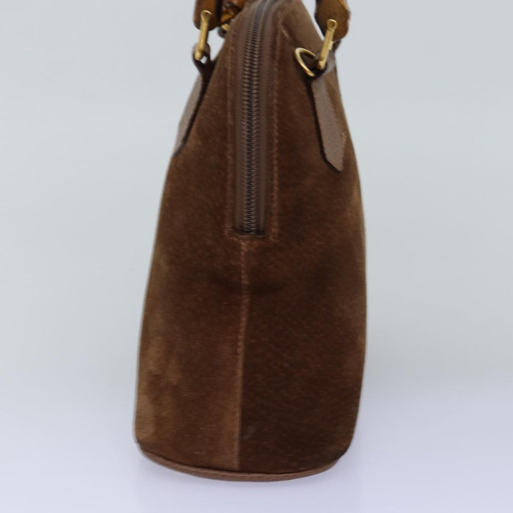 GUCCI Bamboo Hand Bag Suede Brown 76832