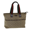 GUCCI GG Canvas Web Sherry Line Tote Bag Beige Red Green 155524 76844