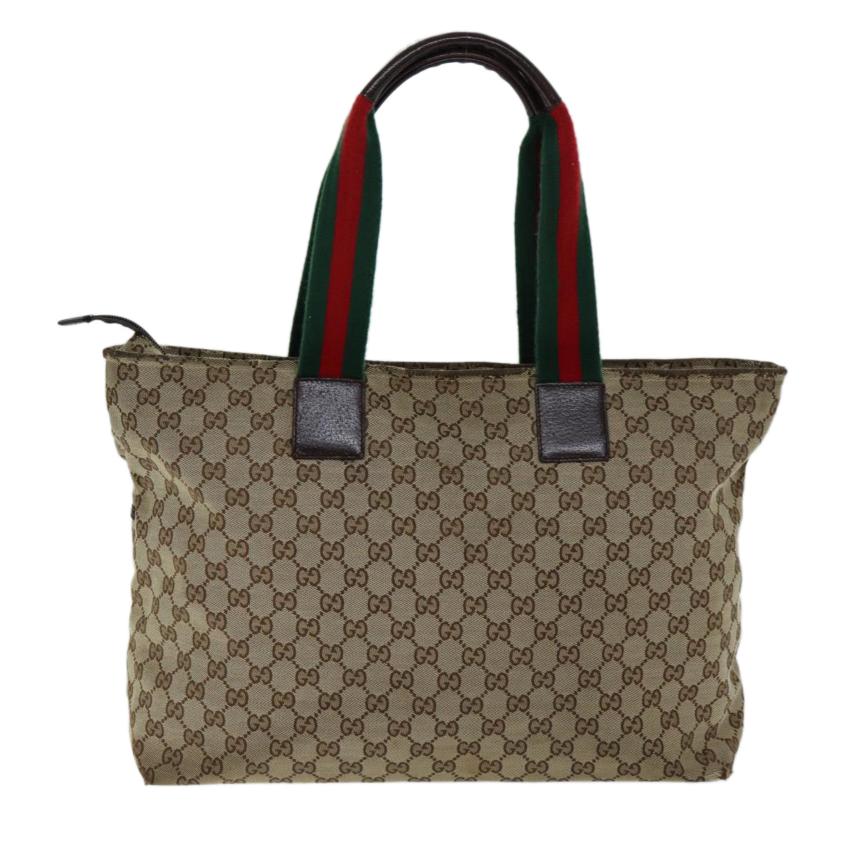 GUCCI GG Canvas Web Sherry Line Tote Bag Beige Red Green 155524 76844