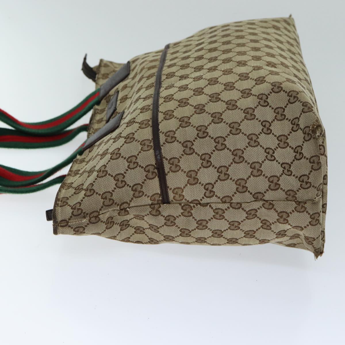 GUCCI GG Canvas Web Sherry Line Tote Bag Beige Red Green 155524 76844