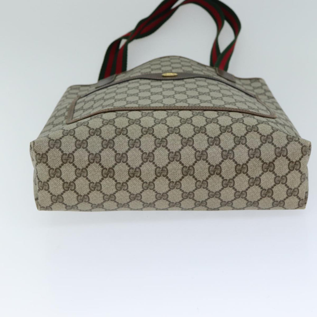 GUCCI GG Supreme Web Sherry Line Tote Bag PVC Beige Red 002 4487 39 76846