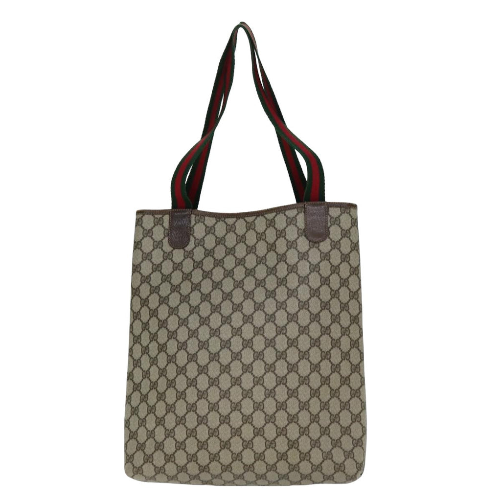GUCCI GG Supreme Web Sherry Line Tote Bag PVC Beige Red 002 4487 39 76846