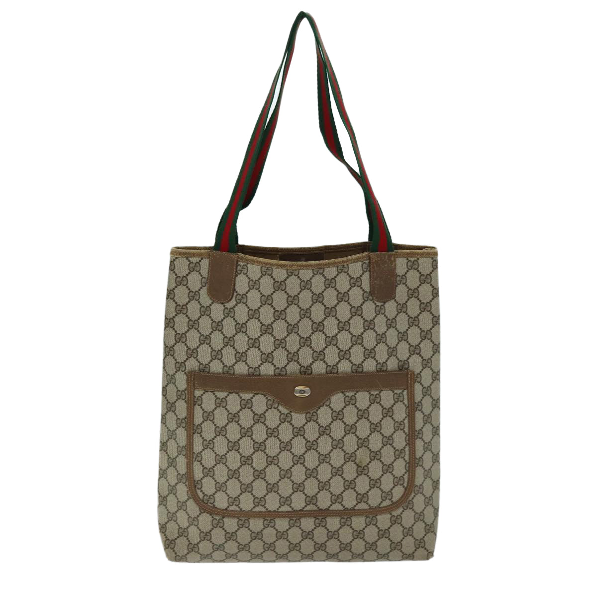 GUCCI GG Supreme Web Sherry Line Tote Bag PVC Beige Red 39 02 003 76847