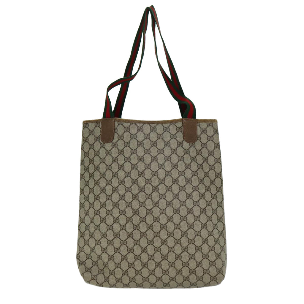 GUCCI GG Supreme Web Sherry Line Tote Bag PVC Beige Red 39 02 003 76847