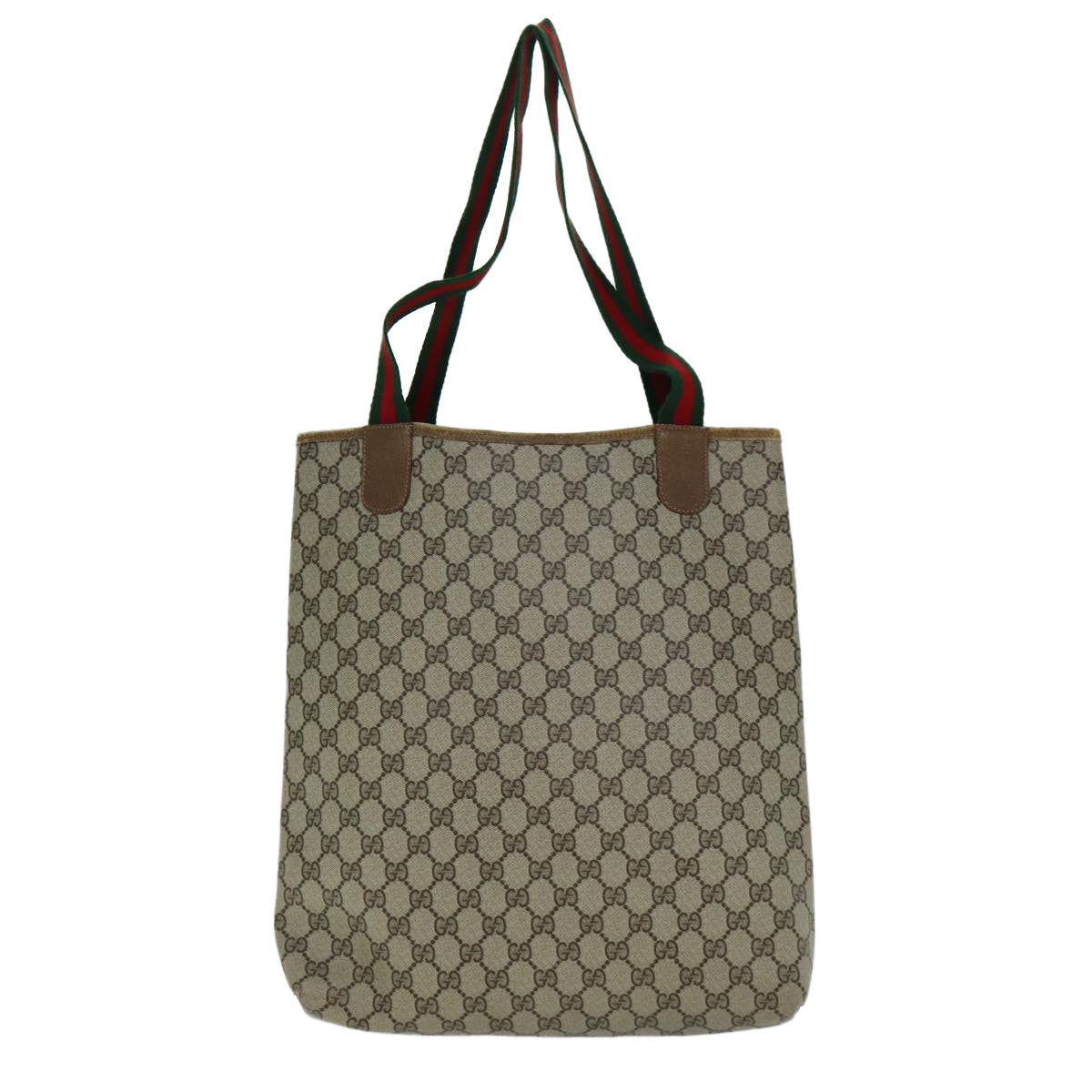 GUCCI GG Supreme Web Sherry Line Tote Bag PVC Beige Red 39 02 003 76847