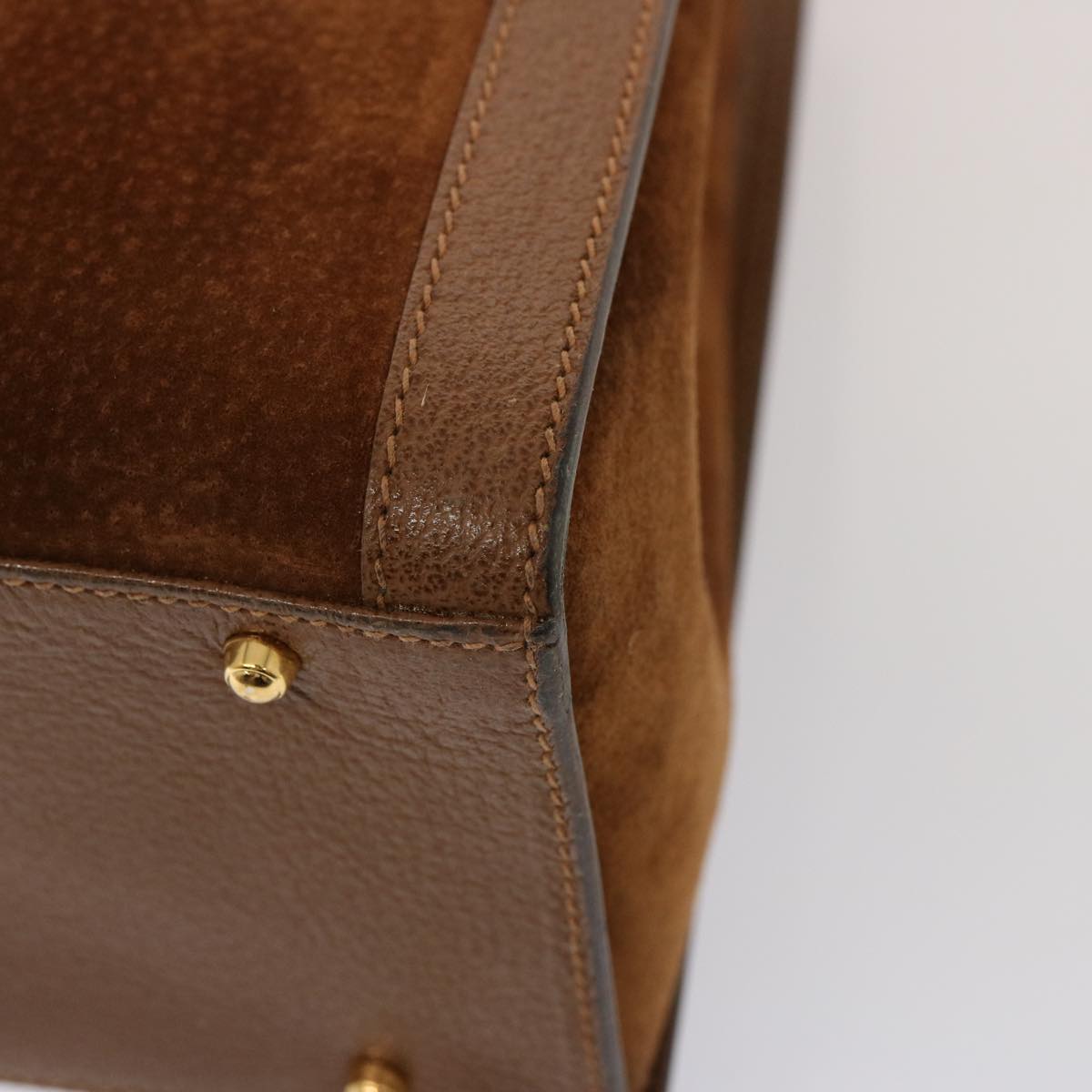 GUCCI Bamboo Tote Bag Suede Leather Brown 002 853 0260 76848
