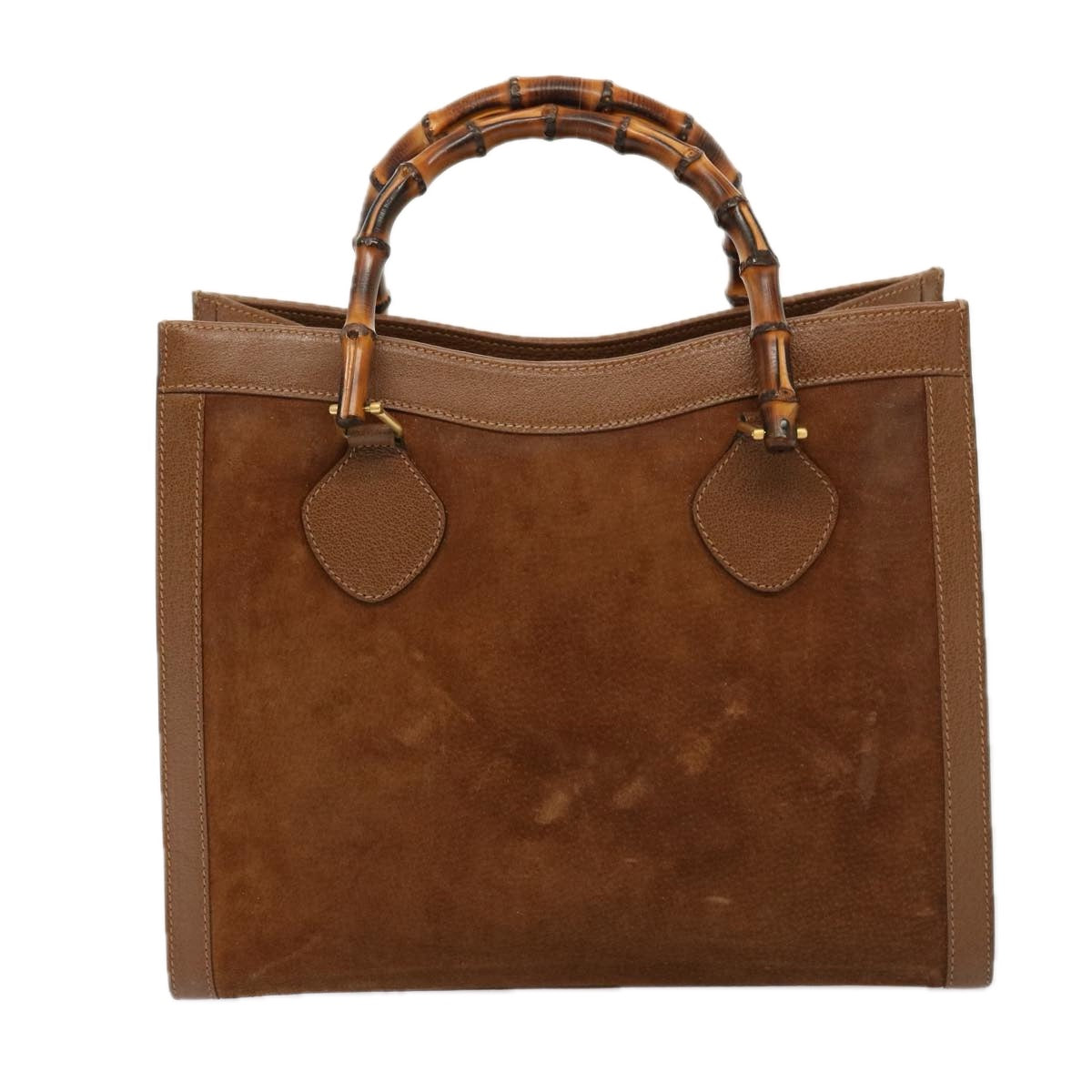 GUCCI Bamboo Tote Bag Suede Leather Brown 002 853 0260 76848