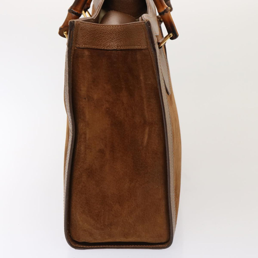 GUCCI Bamboo Tote Bag Suede Leather Brown 002 853 0260 76848