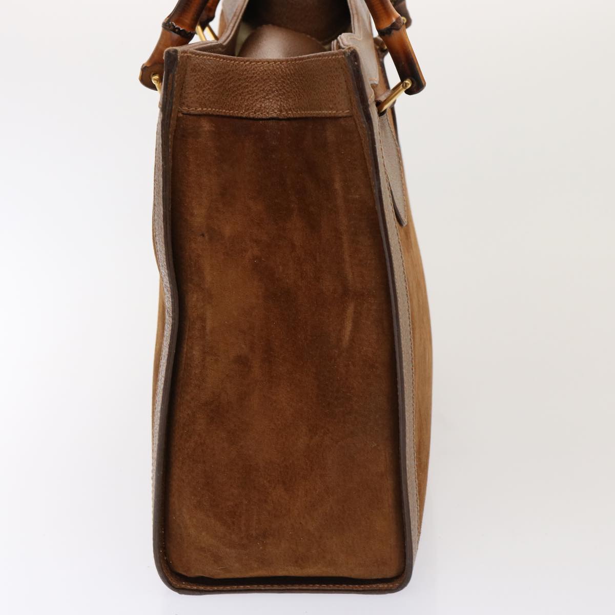 GUCCI Bamboo Tote Bag Suede Leather Brown 002 853 0260 76848
