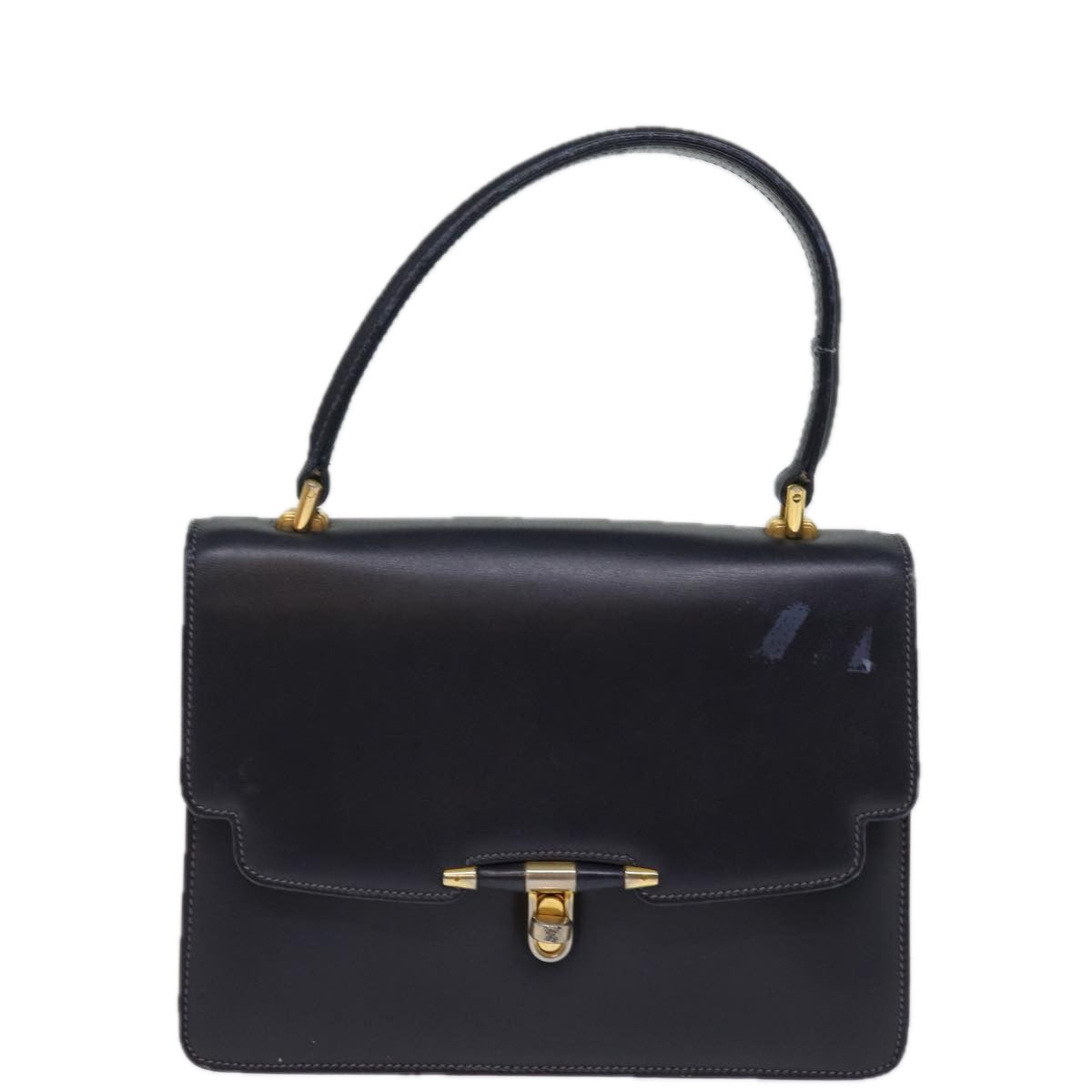 GUCCI Hand Bag Leather Navy 76886