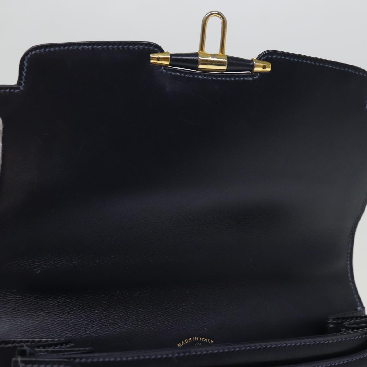 GUCCI Hand Bag Leather Navy 76886