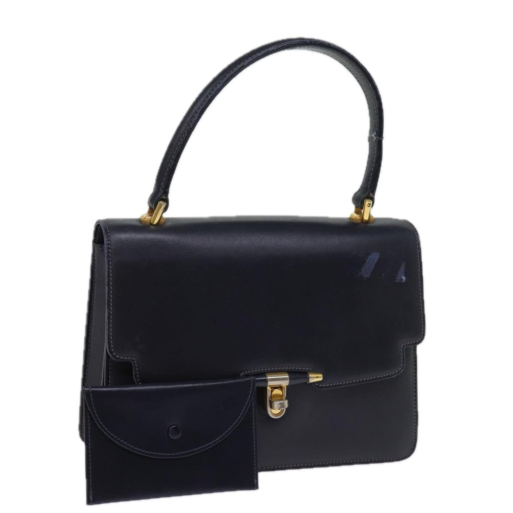 GUCCI Hand Bag Leather Navy 76886