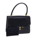 GUCCI Hand Bag Leather Navy 76886