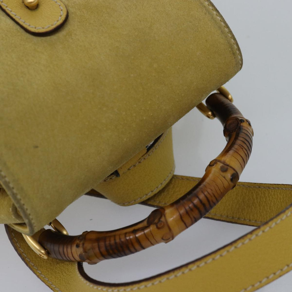 GUCCI Bamboo Backpack Suede Leather Yellow 003 2058 0030 76895