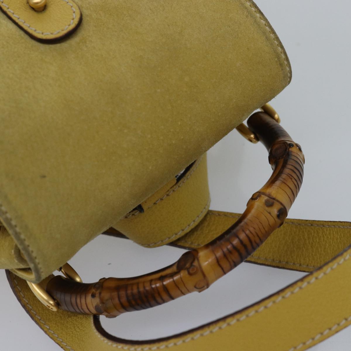 GUCCI Bamboo Backpack Suede Leather Yellow 003 2058 0030 76895