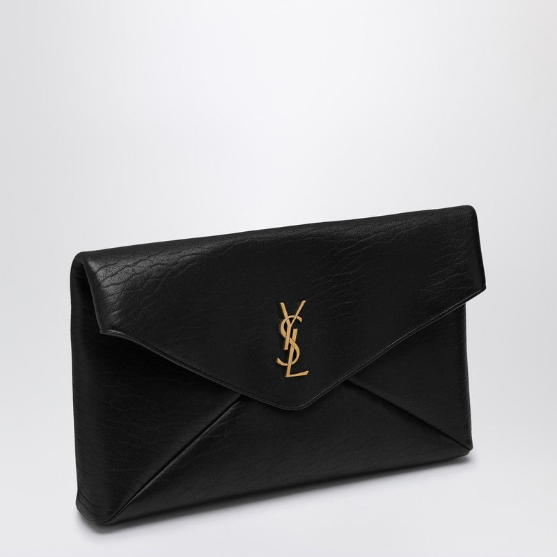 Saint Laurent Cassandre Large Black Envelope Clutch Bag Women
