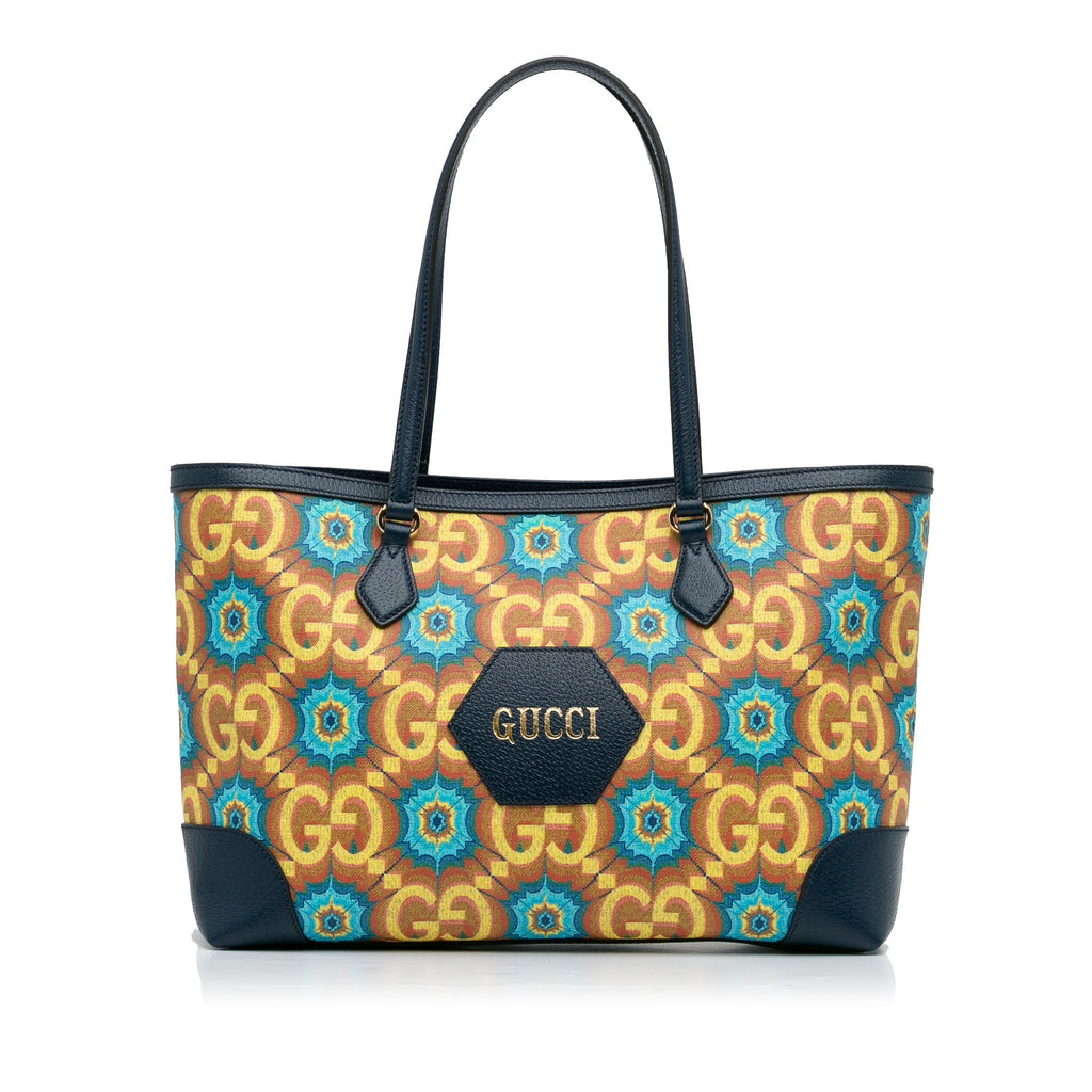 Blue Gucci Medium GG Supreme Kaleidoscope 100 Ophidia Tote