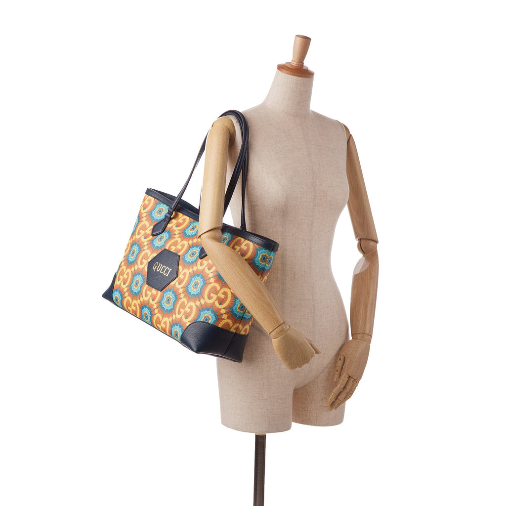 Blue Gucci Medium GG Supreme Kaleidoscope 100 Ophidia Tote