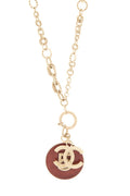 Chanel No.5  Gold & Red Enamel Pendant Necklace