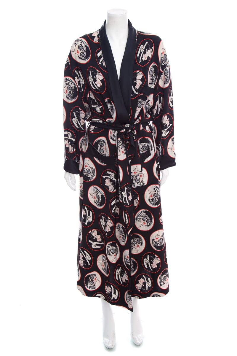 CHANEL Coco Print 2007 Spring Runway Unisex Silk Robe
