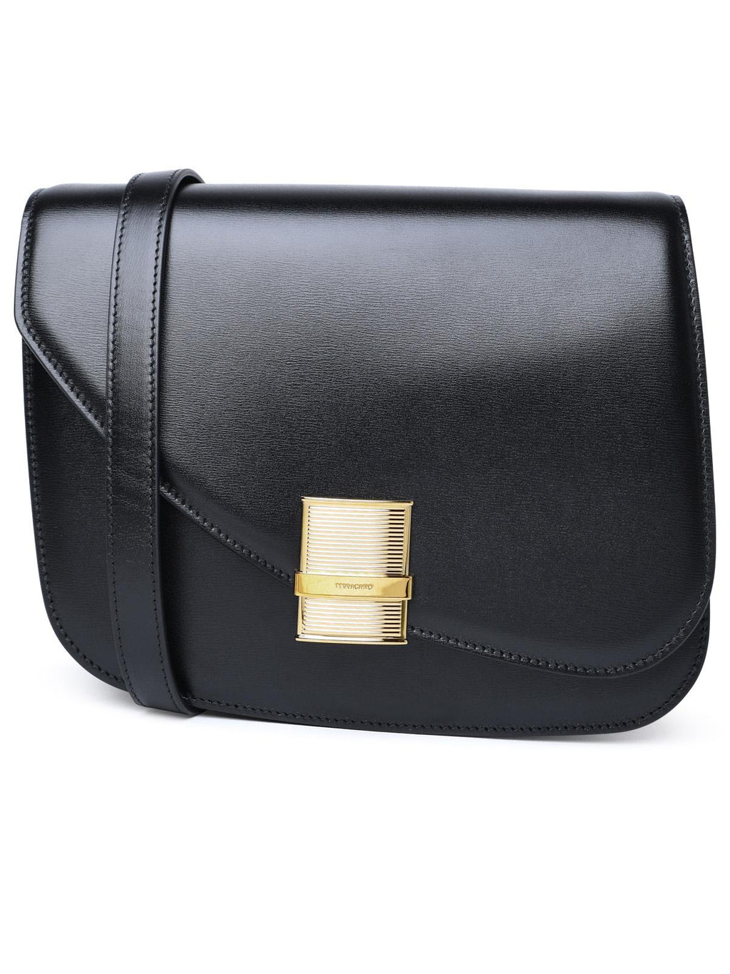 Salvatore Ferragamo 'Fiamma' Small Black Dappled Calf Leather Bag Woman
