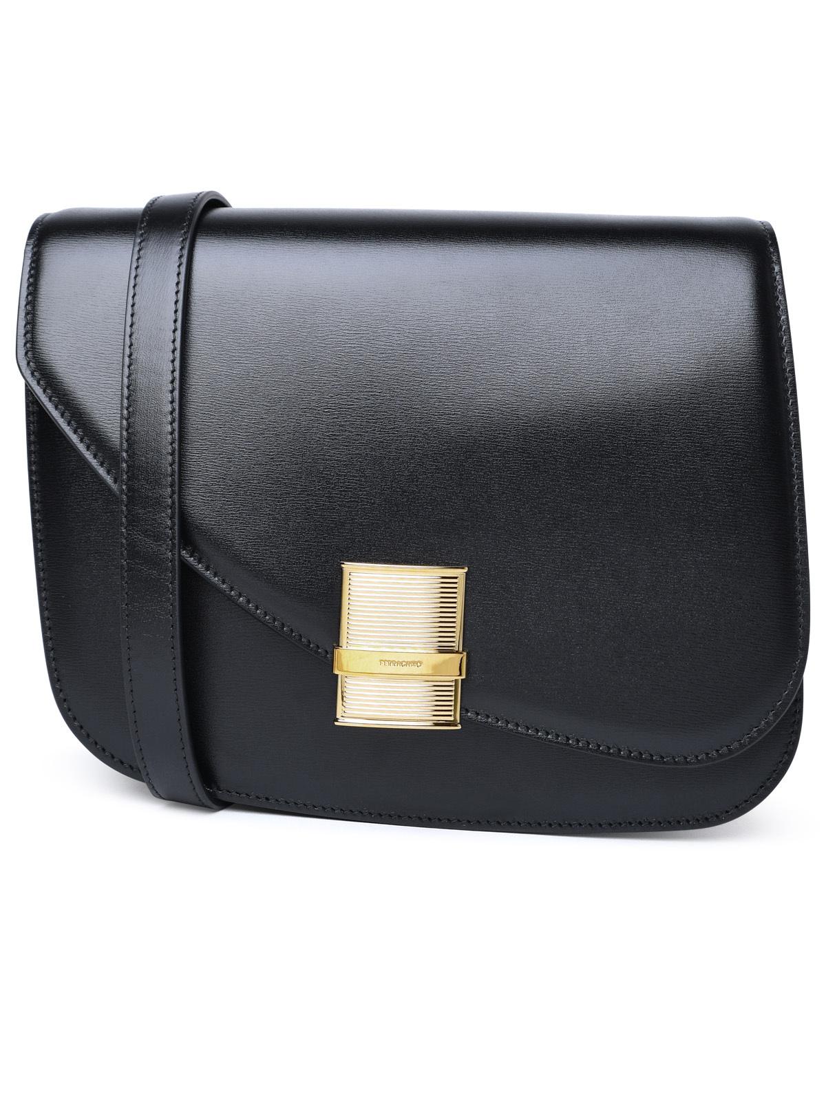 Salvatore Ferragamo 'Fiamma' Small Black Dappled Calf Leather Bag Woman