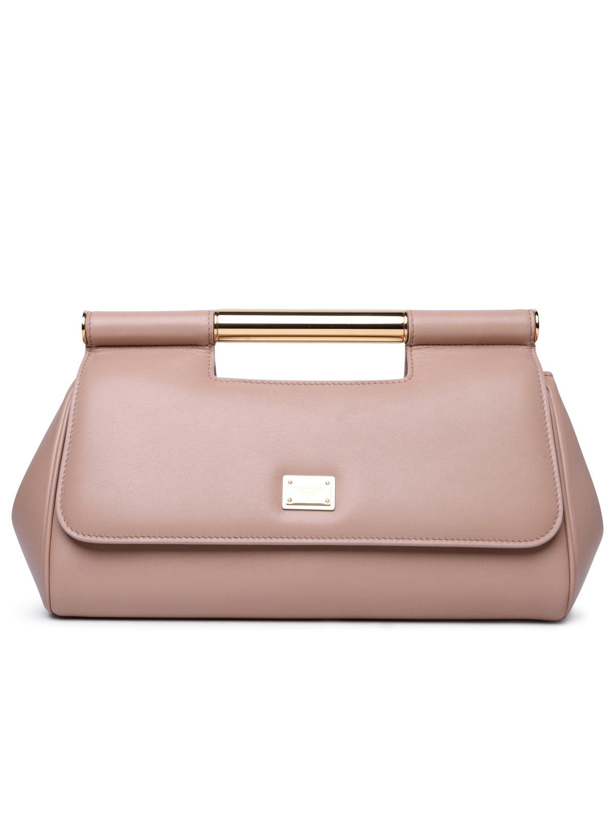 Dolce & Gabbana Sicily' Large Leather Clutch Nude Woman