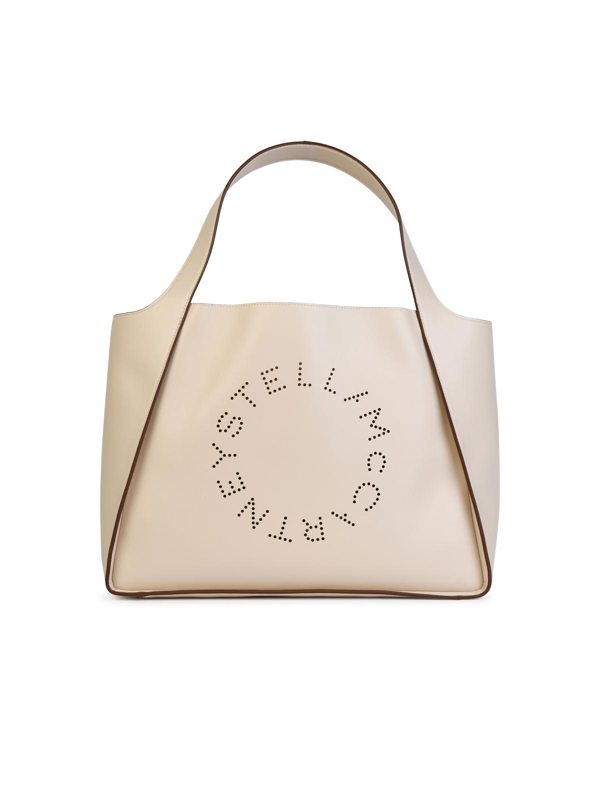 Stella Mccartney Logo Tote Bag In Almond White 'Alter Mat' Woman