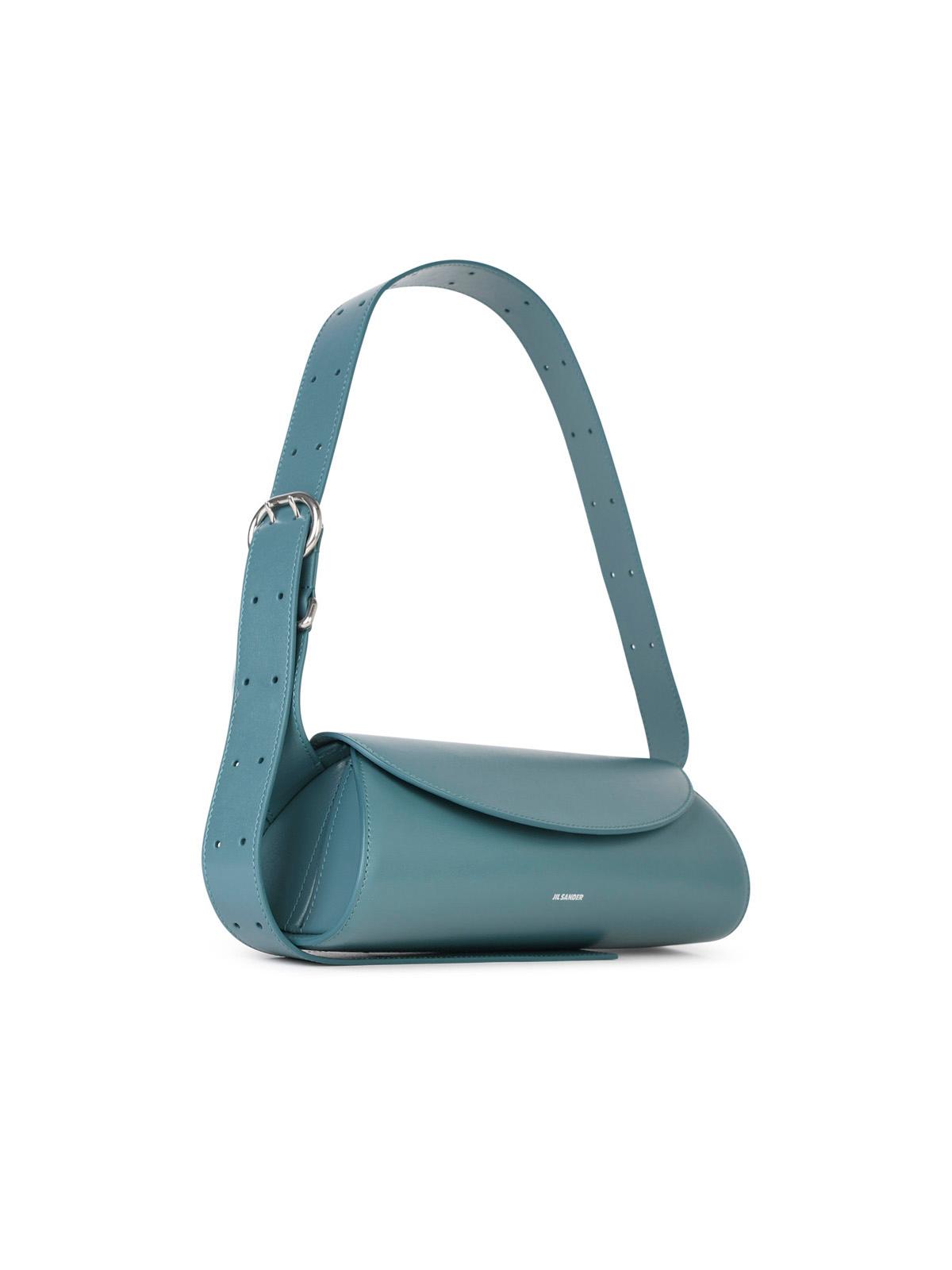 Jil Sander 'Cannolo' Small Teal Leather Bag Woman