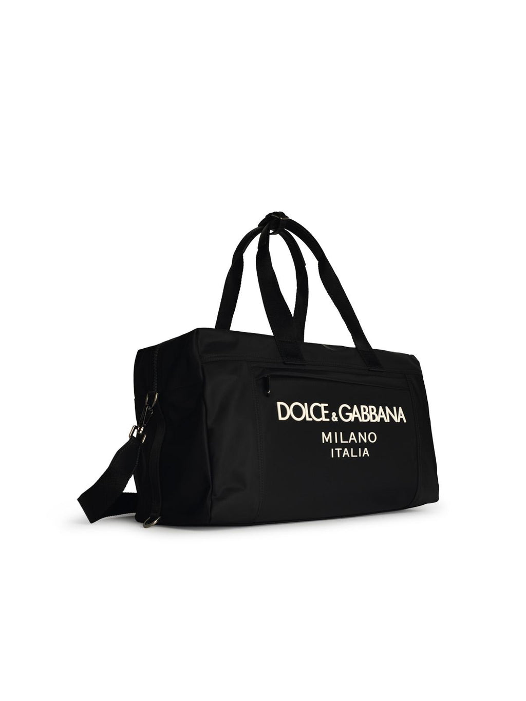 Dolce & Gabbana Black Nylon Duffel Bag Man