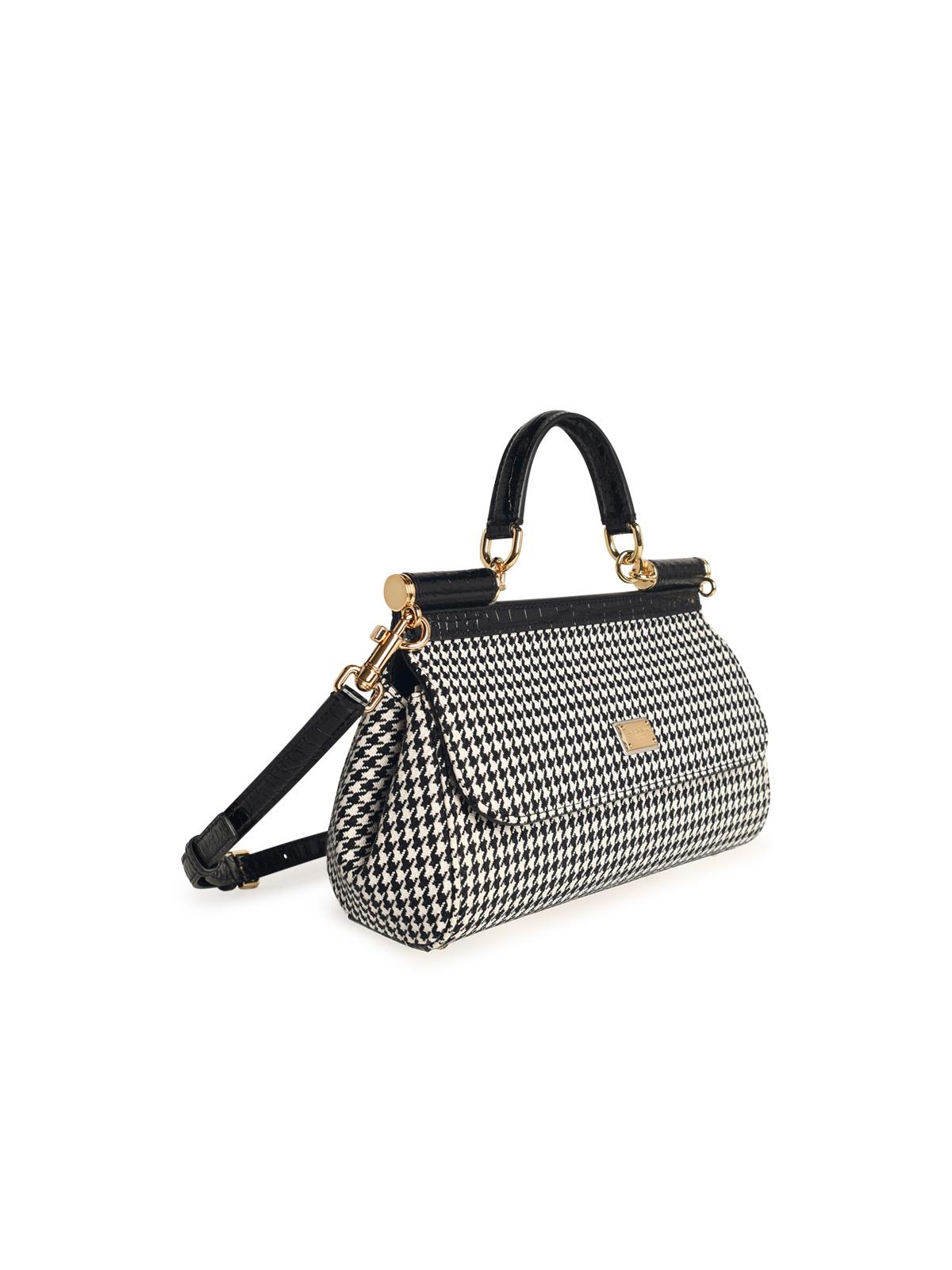 Dolce & Gabbana Medium 'Sicily' Black Wool Blend Bag Woman
