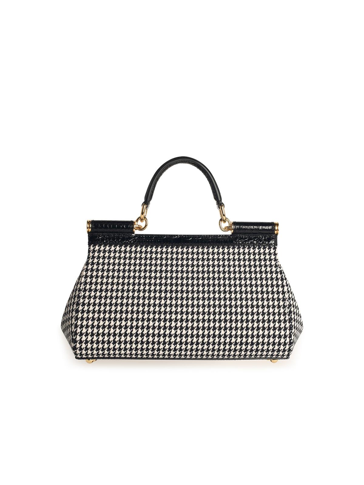 Dolce & Gabbana Medium 'Sicily' Black Wool Blend Bag Woman