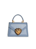 Dolce & Gabbana Light Blue Leather 'Devotion' Small Bag Woman