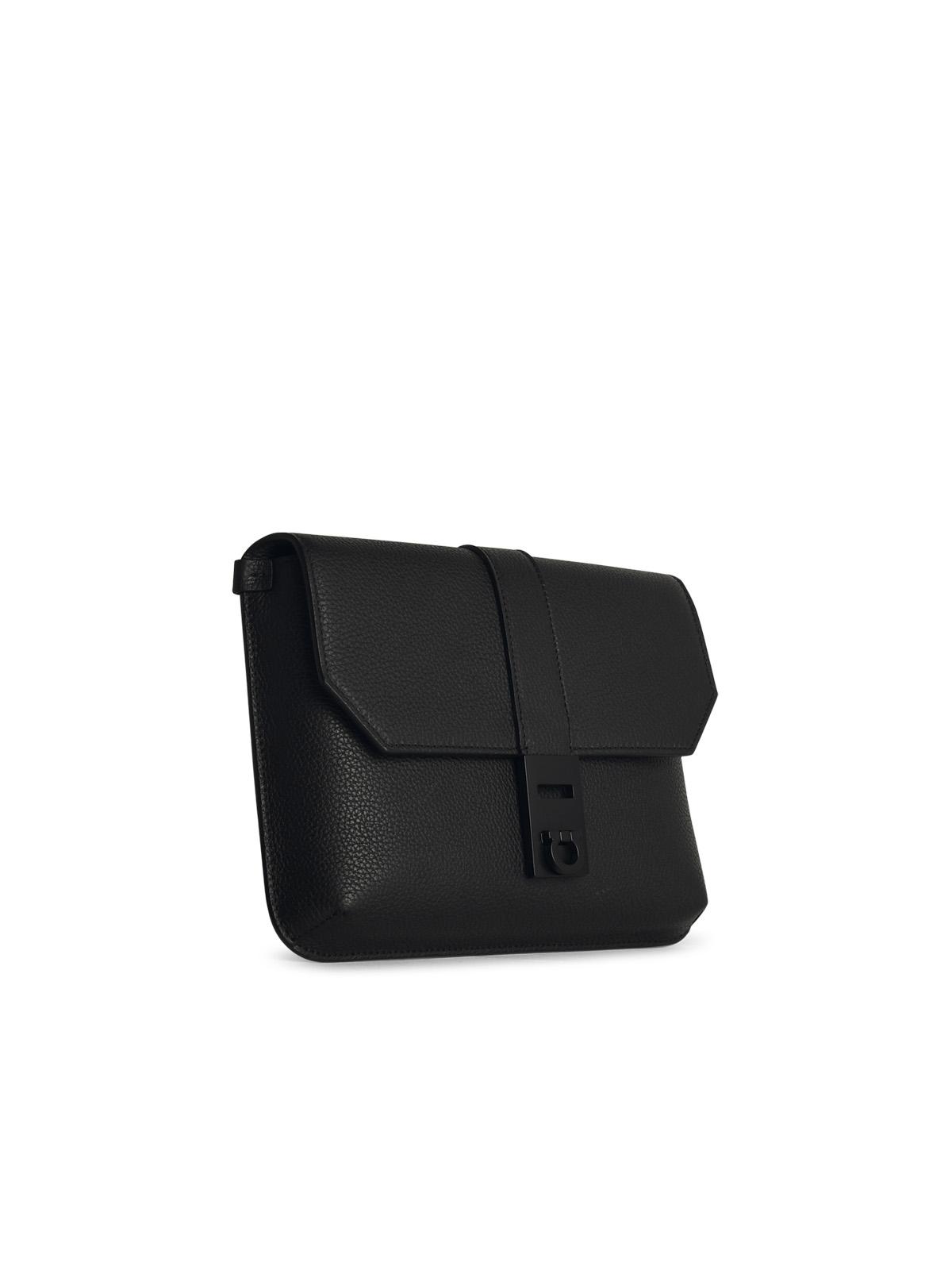 Salvatore Ferragamo 'Twins' Black Leather Waist Bag Man