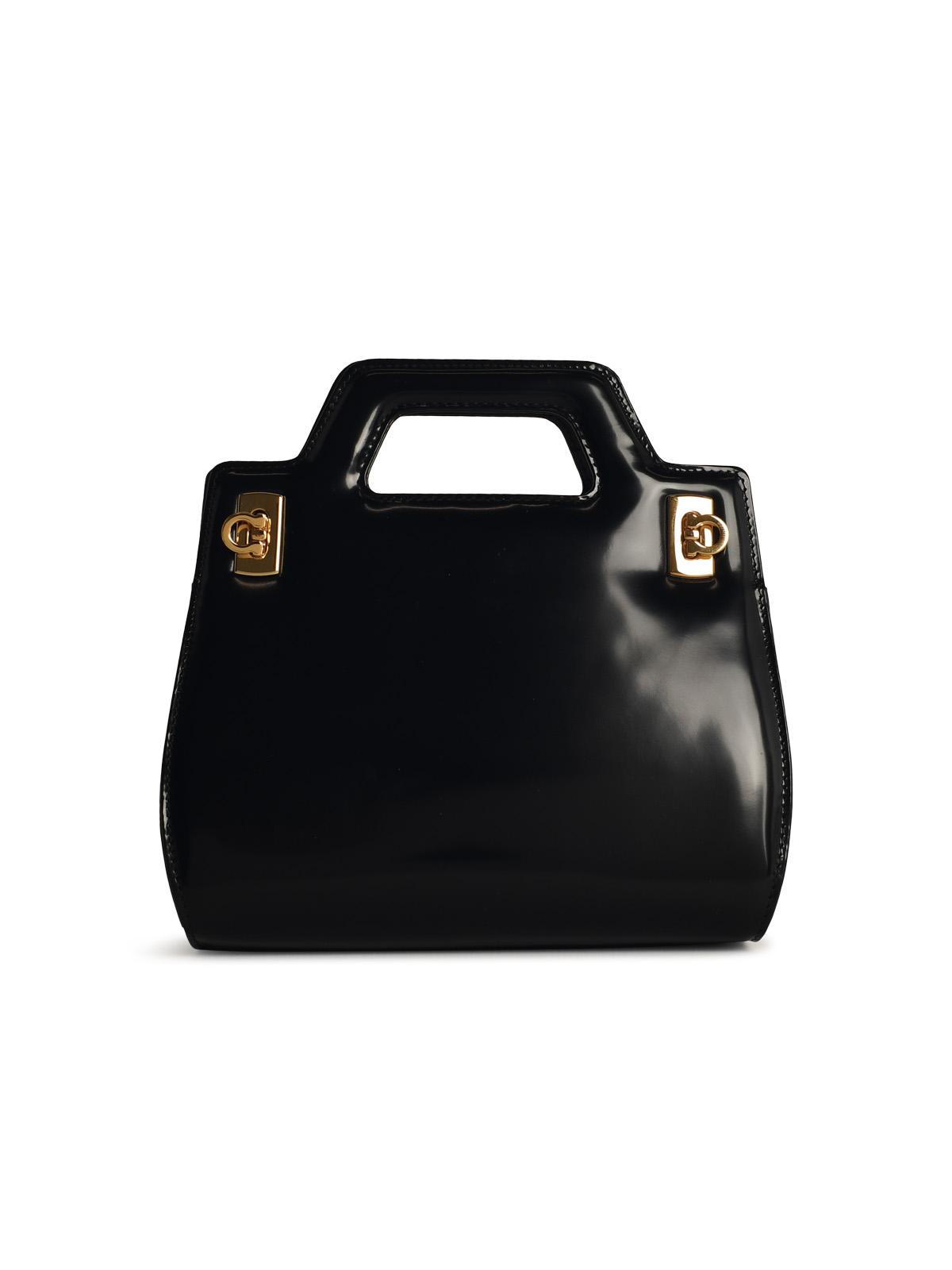 Salvatore Ferragamo 'Wanda' Black Shiny Leather Bag Woman