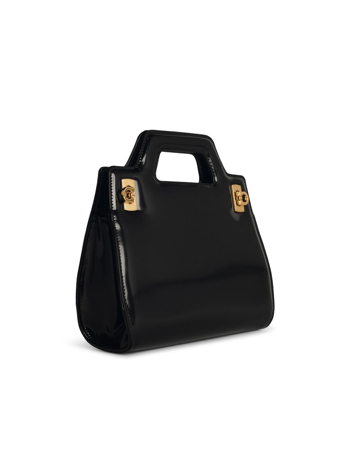 Salvatore Ferragamo 'Wanda' Black Shiny Leather Bag Woman