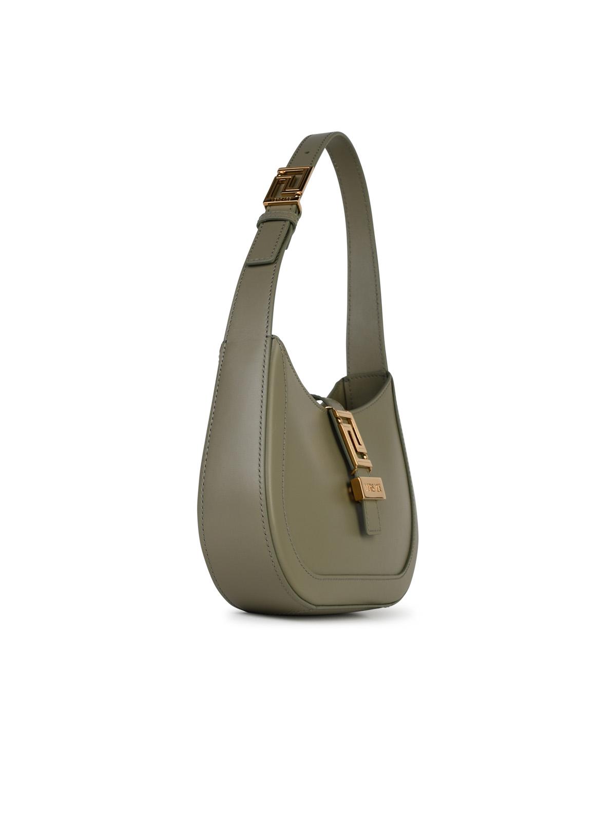 Versace Small 'Hobo Greca Goddess' Green Leather Bag Woman